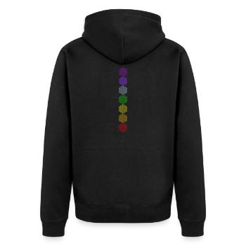 Flower of Life - 5th Dimension - 7 Chakras - Unisex Premium Organic Zip Hoodie - black - Back - Nico (187cm)