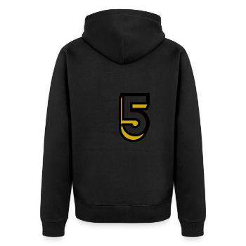 5 JAHRE. 5-JÄHRIGES JUBILÄUM. GEBURTSTAG 5 JAHRE. 5 - Unisex Premium Bio Zip Hoodie - Schwarz - Hinten - Nico (187cm)