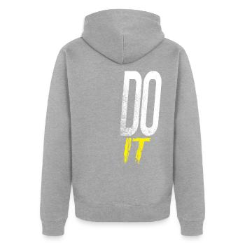 Do it - Unisex Premium Organic Zip Hoodie - heather grey - Back - Nico (187cm)
