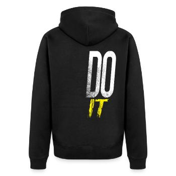 Do it - Unisex Premium Organic Zip Hoodie - black - Back - Nico (187cm)