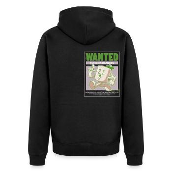 WANTED The Office Matcha Bandit - Unisex Premium Bio Zip Hoodie - Schwarz - Hinten - Nico (187cm)