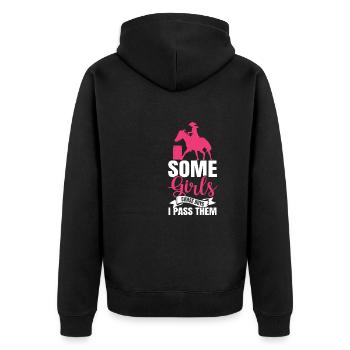 Some Girls Chase Boys I Pass Them Western Barrel R - Unisex Premium Organic Zip Hoodie - black - Back - Nico (187cm)