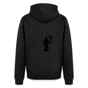 Unheimlicher Zauber Halloween Kürbis - Unisex Premium Bio Zip Hoodie - Schwarz - Hinten - Nico (187cm)