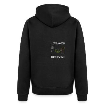 Tequila Threesome Funny Alcohol Party Dire - Veste à capuche bio Premium Unisexe - noir - Dos - Nico (187cm)