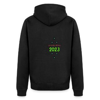 ALLES GUTE ZUM NEUEN JAHR. SILVESTER. NEUJAHR - Unisex Premium Bio Zip Hoodie - Schwarz - Hinten - Nico (187cm)