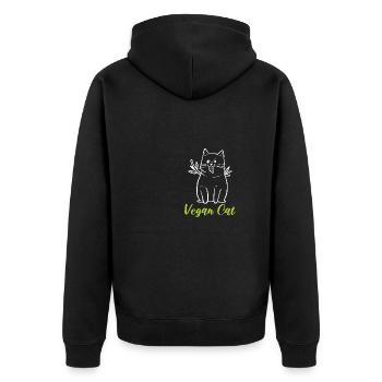 Veganer Katze Katzenmama Gift - Unisex Premium Bio Zip Hoodie - Schwarz - Hinten - Nico (187cm)