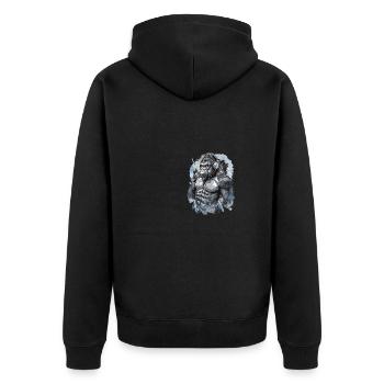 Muscle Gorilla Beats Gym Motivation - Unisex Premium Bio Zip Hoodie - Schwarz - Hinten - Nico (187cm)