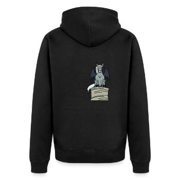 Hippogoyle - Gargoyle als Pferd auf großem Heuball - Unisex Premium Bio Zip Hoodie - Schwarz - Hinten - Nico (187cm)