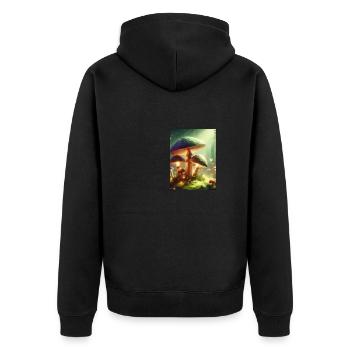 Magisch leuchtender Pilz für Naturliebhaber - Unisex Premium Bio Zip Hoodie - Schwarz - Hinten - Nico (187cm)