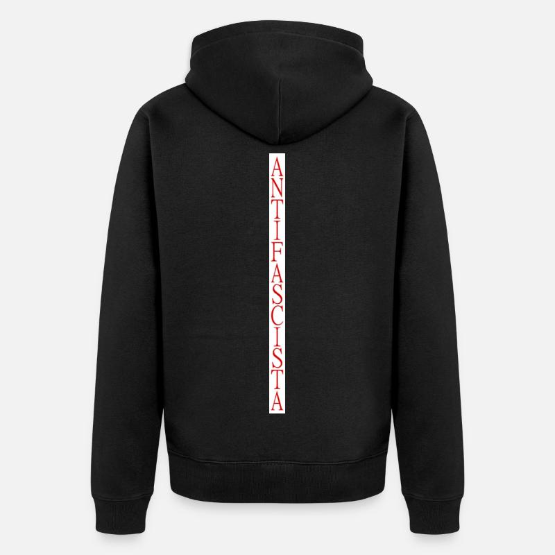 lettrage antifasciste vertical élégant - Veste à capuche bio Premium Unisexe - noir