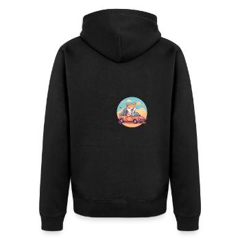 Dog Shiba Inu car trip summer vacation - Unisex Premium Organic Zip Hoodie - black - Back - Nico (187cm)