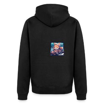 Japanese dog Shiba Inu with helmet and racing car - Unisex Premium Organic Zip Hoodie - black - Back - Nico (187cm)