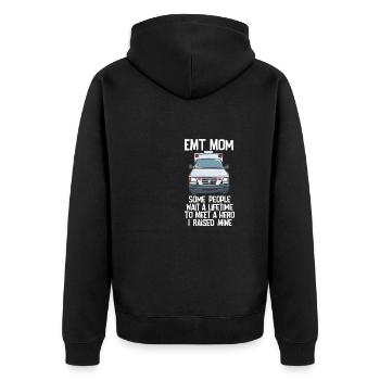 EMT Mom Some People Wait A Lifetime To Meet A Hero - Unisex Premium Bio Zip Hoodie - Schwarz - Hinten - Nico (187cm)