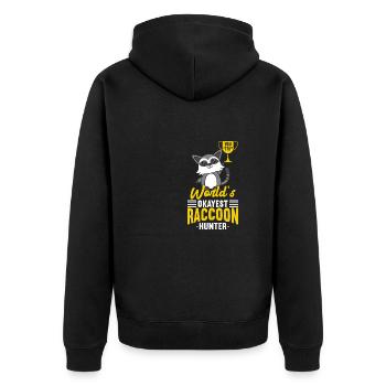 Okayest Raccoon Hunter - Unisex Premium Bio Zip Hoodie - Schwarz - Hinten - Nico (187cm)