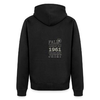 Jahr 1961 - Unisex Premium Bio Zip Hoodie - Schwarz - Hinten - Nico (187cm)