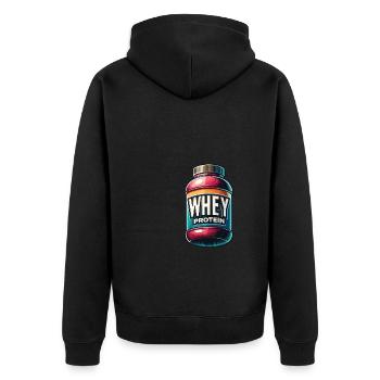 Molkenprotein-Muskel - Unisex Premium Bio Zip Hoodie - Schwarz - Hinten - Nico (187cm)