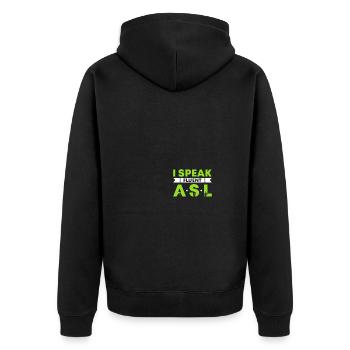 Gebärdensprache ASL Deaf Pride - Unisex Premium Bio Zip Hoodie - Schwarz - Hinten - Nico (187cm)