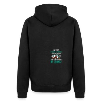 Gnomies Gartenarbeit Gartenzwerg - Unisex Premium Bio Zip Hoodie - Schwarz - Hinten - Nico (187cm)