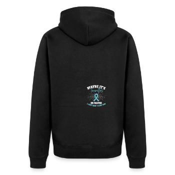 Bewusstsein für das Tourette-Syndrom - Unisex Premium Bio Zip Hoodie - Schwarz - Hinten - Nico (187cm)