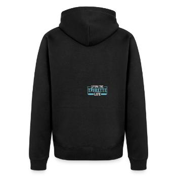 Bewusstsein für das Tourette-Syndrom - Unisex Premium Bio Zip Hoodie - Schwarz - Hinten - Nico (187cm)