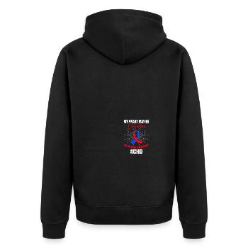 Congenital heart defect CHD consciousness - Unisex Premium Organic Zip Hoodie - black - Back - Nico (187cm)