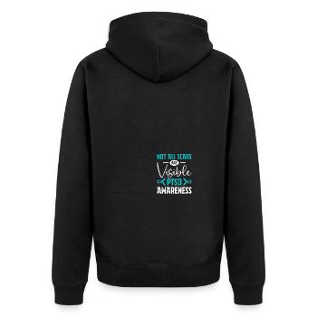 PTSD Awareness - Unisex Premium Organic Zip Hoodie - black - Back - Nico (187cm)