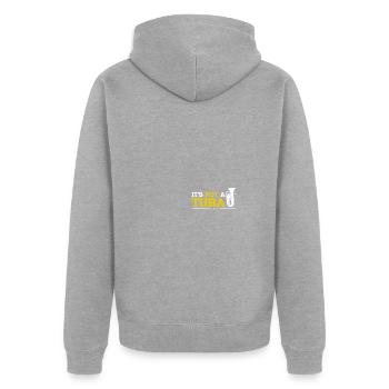 Euphonium baryton en laiton profond - Veste à capuche bio Premium Unisexe - gris chiné - Dos - Nico (187cm)