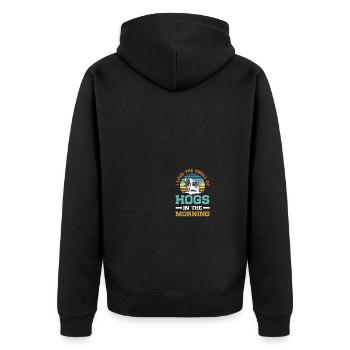 Hog Hunter Schweinejagd - Unisex Premium Bio Zip Hoodie - Schwarz - Hinten - Nico (187cm)