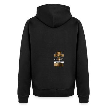 Hog Hunter Schweinejagd - Unisex Premium Bio Zip Hoodie - Schwarz - Hinten - Nico (187cm)