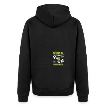 Paranormaler Ermittler Geisterjäger - Unisex Premium Bio Zip Hoodie - Schwarz - Hinten - Nico (187cm)