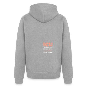 Infirmière en soins intensifs - Veste à capuche bio Premium Unisexe - gris chiné - Dos - Nico (187cm)