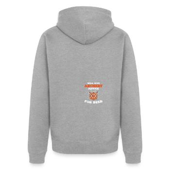 Bogenschießen-Trainer - Unisex Premium Bio Zip Hoodie - Grau meliert - Hinten - Nico (187cm)