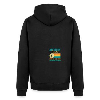 Bogenschießen-Trainer - Unisex Premium Bio Zip Hoodie - Schwarz - Hinten - Nico (187cm)