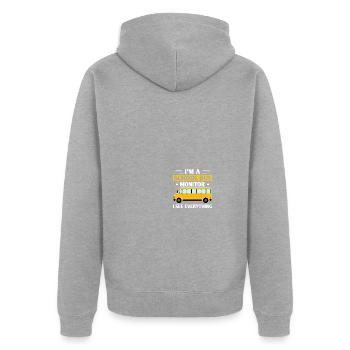 Schulbus-Monitor - Unisex Premium Bio Zip Hoodie - Grau meliert - Hinten - Nico (187cm)
