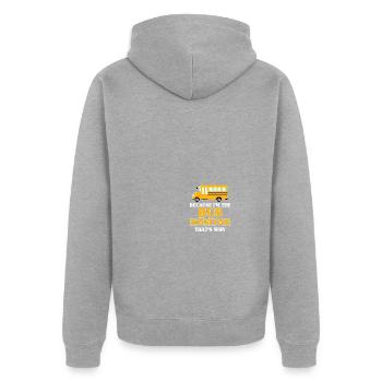 Schulbus-Monitor - Unisex Premium Bio Zip Hoodie - Grau meliert - Hinten - Nico (187cm)