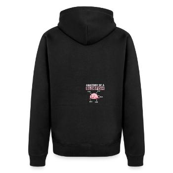 Blob-Fisch Blobfisch - Unisex Premium Bio Zip Hoodie - Schwarz - Hinten - Nico (187cm)