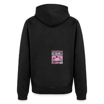 Blob-Fisch Blobfisch - Unisex Premium Bio Zip Hoodie - Schwarz - Hinten - Nico (187cm)
