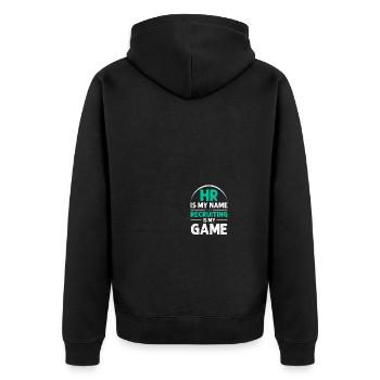 HR Managerin Personalwesen - Unisex Premium Bio Zip Hoodie - Schwarz - Hinten - Nico (187cm)