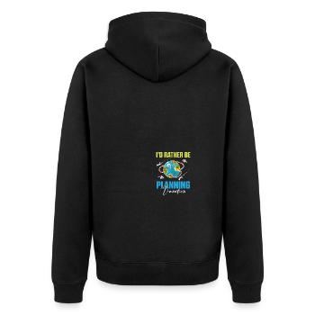 Holiday Planner Travel Agency Travel Agency - Unisex Premium Organic Zip Hoodie - black - Back - Nico (187cm)