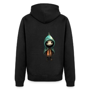 Niedliches Monster - Unisex Premium Bio Zip Hoodie - Schwarz - Hinten - Nico (187cm)