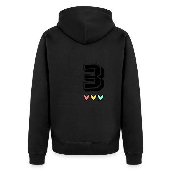 3 JAHRE. 3. JAHRESTAG. GEBURTSTAG 3 JAHRE. 3 - Unisex Premium Bio Zip Hoodie - Schwarz - Hinten - Nico (187cm)