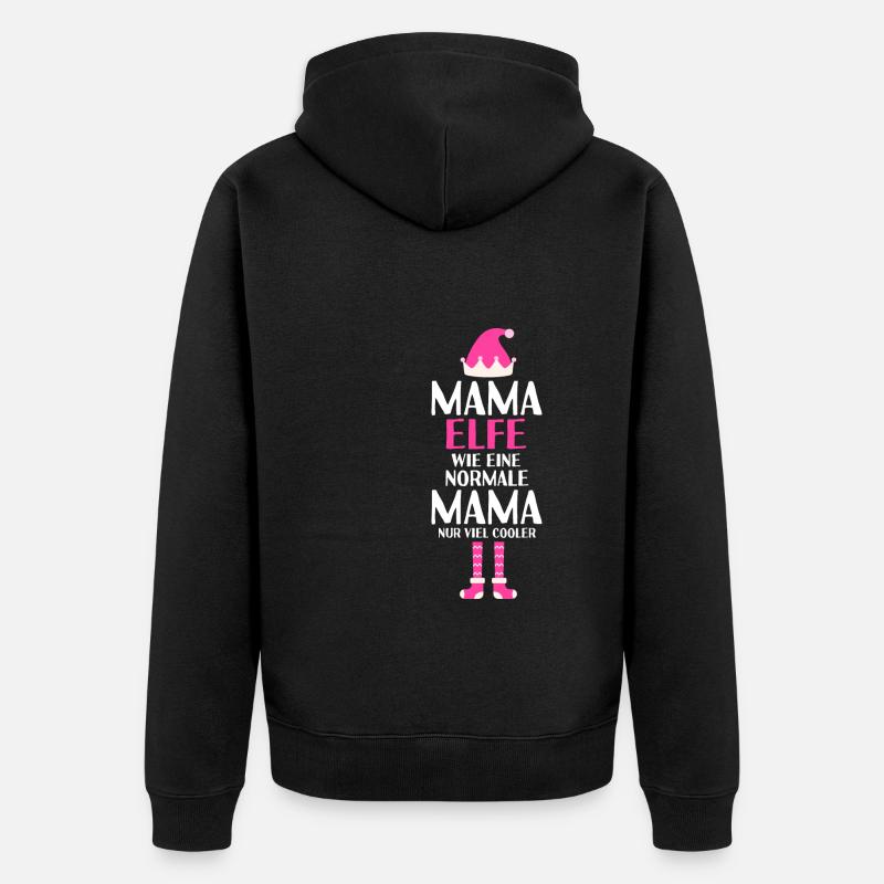Mama Elfe Mama Elf Geschenk - Unisex Premium Bio Zip Hoodie - Schwarz