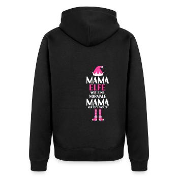 Mama Elfe Mutter Geschenk - Unisex Premium Bio Zip Hoodie - Schwarz - Hinten - Nico (187cm)