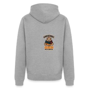 Groundhogs Prefer Gaming Over Winter Fun Design - Unisex Premium Organic Zip Hoodie - heather grey - Back - Nico (187cm)