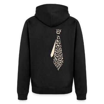 Tie Leopard - Unisex Premium Organic Zip Hoodie - black - Back - Nico (187cm)