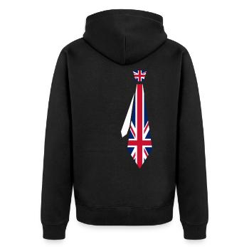 Krawatte Great Britain - Unisex Premium Bio Zip Hoodie - Schwarz - Hinten - Nico (187cm)