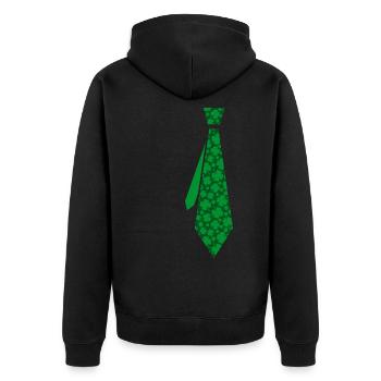 Tie Kleblatt - Unisex Premium Organic Zip Hoodie - black - Back - Nico (187cm)
