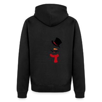 Visage de bonhomme de neige avec haut-de-forme et foulard - Veste à capuche bio Premium Unisexe - noir - Dos - Nico (187cm)
