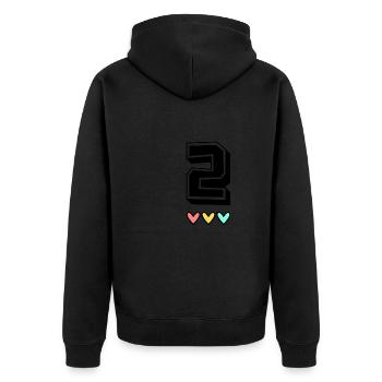 2 JAHRE. 2. JAHRESTAG. GEBURTSTAG 2 JAHRE. Zwei - Unisex Premium Bio Zip Hoodie - Schwarz - Hinten - Nico (187cm)