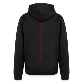 vertically stylish Antifascista lettering - Unisex Premium Organic Zip Hoodie - black - Back - Nico (187cm)